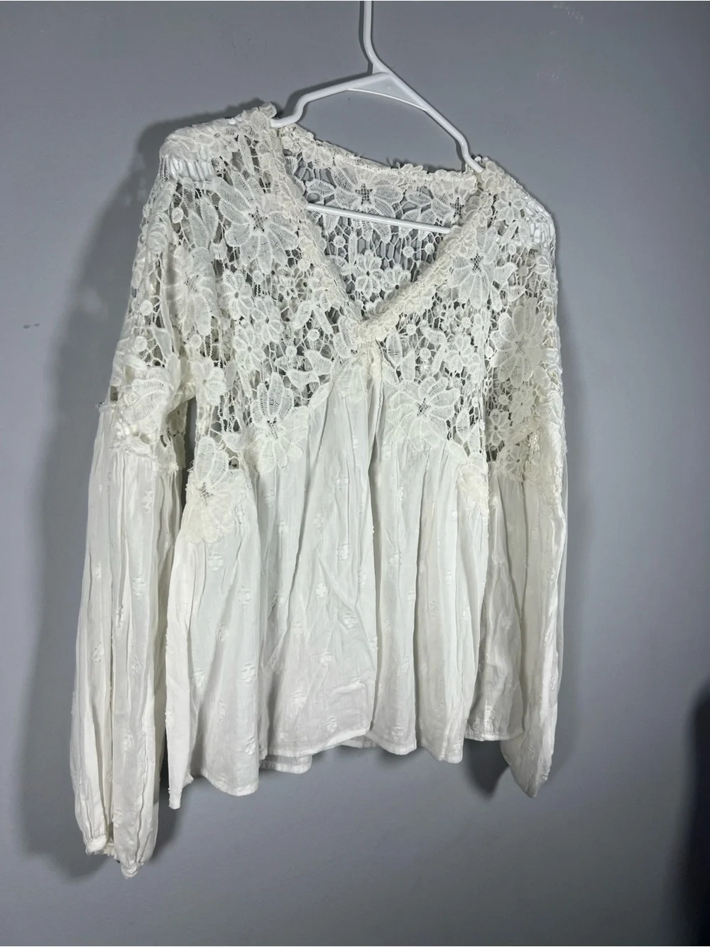 Free People Lina Lace Top in White XS